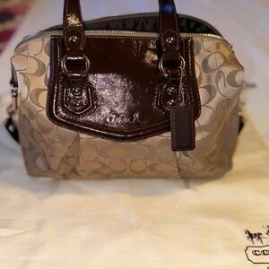 Coach Ashley Signature Satin Satchel 2WAY bag Brown / Cream